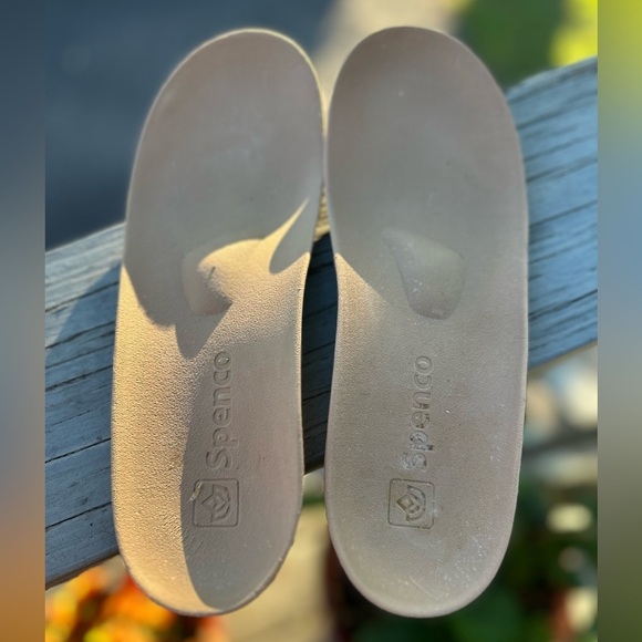 SPENCO Women’s 7.5 WIDE Fiesta Cozy Slip-On Olive Suede Orthotic Blended Wool - Picture 7 of 16